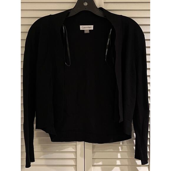 Calvin Klein Rayon/Nylon Women's Open Light Weight Cardigan L/G/G Black A+ - Picture 1 of 3